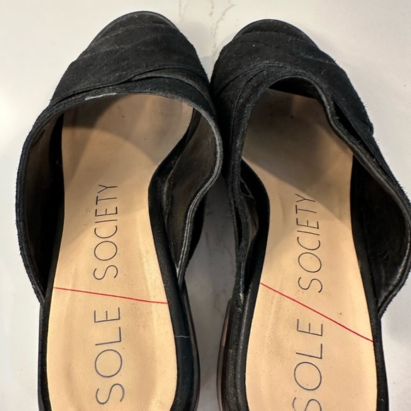 Sole Society black suede sandals block heel size 8 - Picture 2 of 5